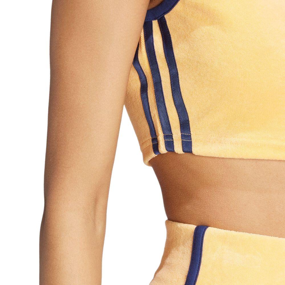 adidas Женские укороченные топы с контрастным логотипом Originals, желтые JH0621