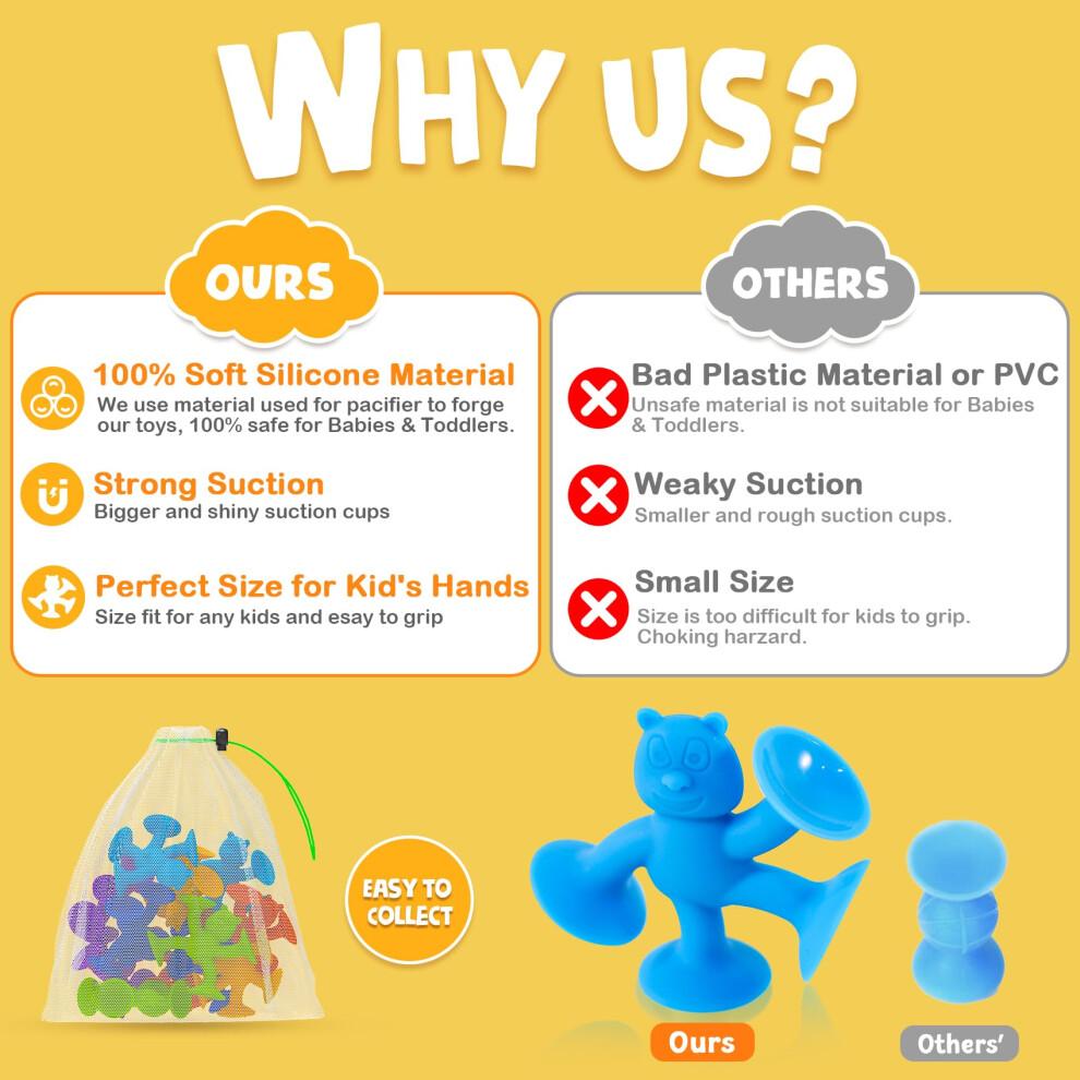 Baby Bath Toys Suction Toys for Kids,Toddler Travel Toys for Connect, Build, Create Kids Suction Fidget Toys Suction Cup Toys for Windows Building To