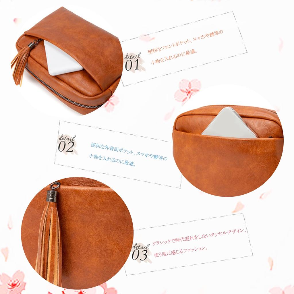 Shoulder PU Multiple Perfect for and Any Brown NICOLE&DORIS Women's Bag, Small, Crossbody, Leather, 2-Way, Cute, Tassel, Pockets, Popular, Waterproof,