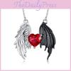Heart Feminine Pendant Necklace With Angel Wing And Demon Design Daily For