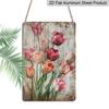 2D Flat 1pc Vintage Tulips Aluminium Metal Wall Art Sign - 8x12 Inch Shabby Chic Rustic Dutch-Inspired Tulip Field Decor, Pink & White Tulip for