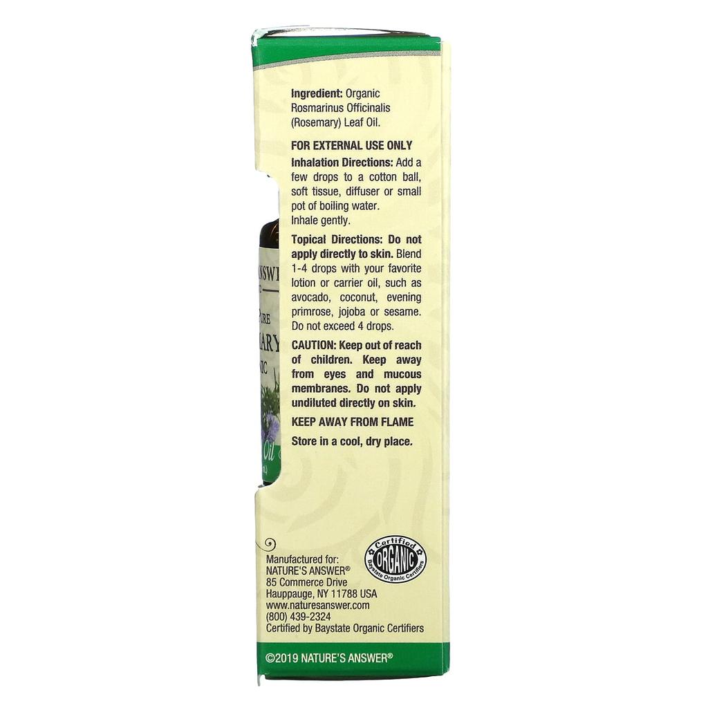 Nature's Answer Organic Essential Oil, 100% Pure Rosemary, 0.5 Fl Oz (15 Ml)