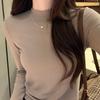 Semi-turtleneck Knitted Bottoming Shirt for Women's Inner Wear Autumn and Winter New High-end Slim-fitting Long-sleeved Solid-color Top