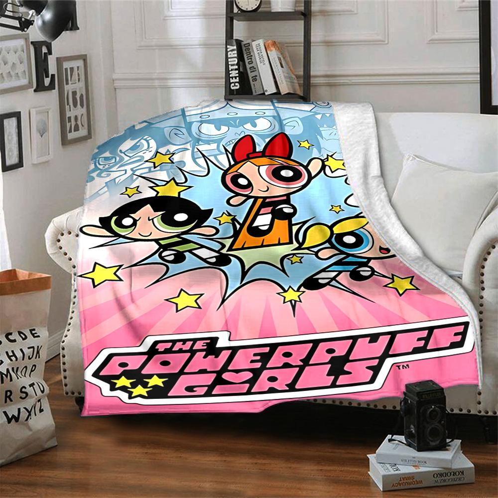 Powerpuff Girls Adventure Flannel Blanket Super Soft Warm Cozy Blanket For Sofa Bed Office Travel Allseason Home Decor Gift