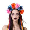 Женская повязка на голову атласная с красочным цветочным декором обруч для волос яркого цвета на Хэллоуин легкий аксессуар для волос