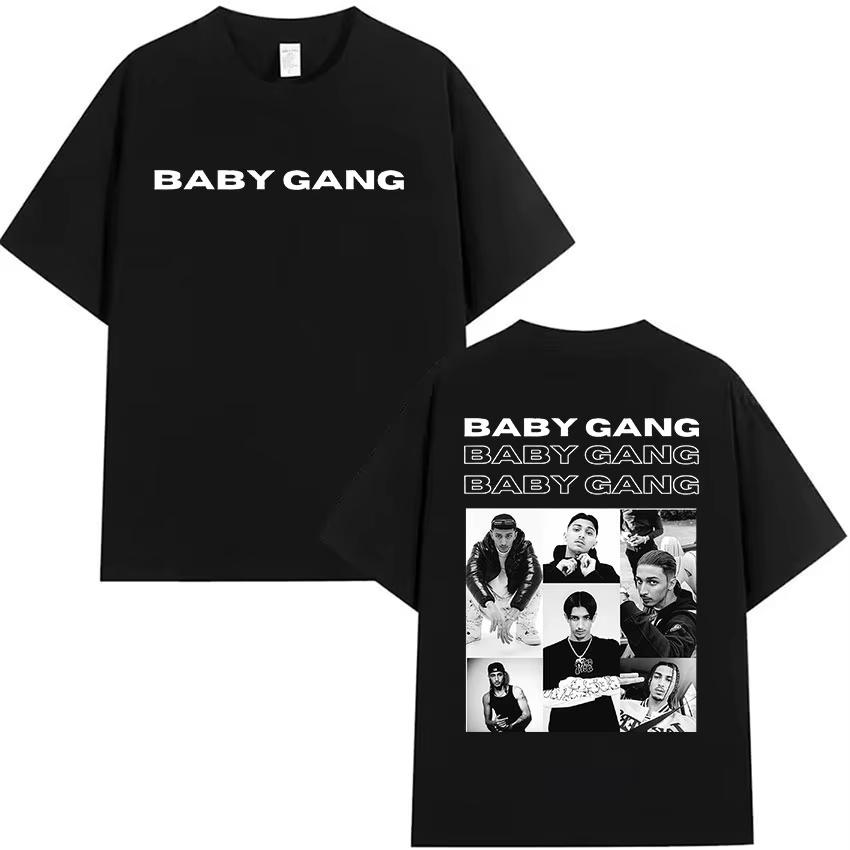 Рэпер Baby Gang Тур Альбом Мерч Футболки Мужчины Женщины Одежда Хип-Хоп Футболка ВеснаЛето Хип-Хоп Повседневный Топ с Коротким Рукавом