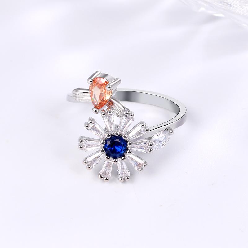 Регулируемое вращающееся антистресс-кольцо «Маргаритка и пчела» для женщин – Модное, простое, универсальное и популярное.