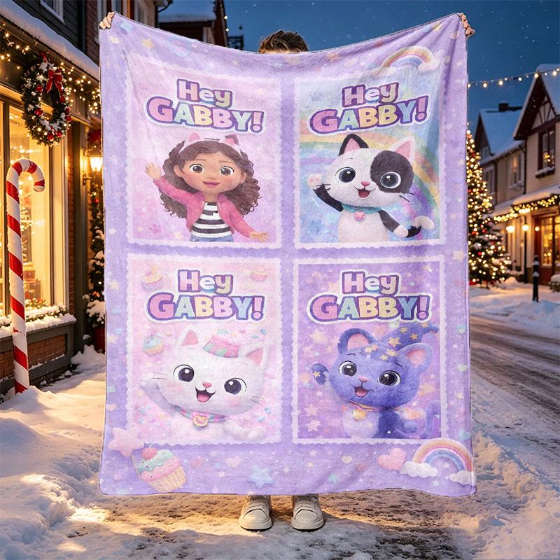 Gabby's Dollhouse Pattern Blanket for Home Decoration, Bed, Sofa, Car Travel, Camping, Suitable for All Seasons, Birthday Christmas Gift