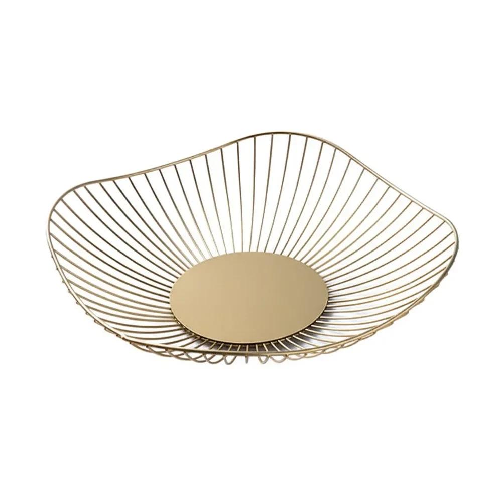 Новая черно-золотая железная фруктовая корзина разных размеров, металлическая тарелка для организации мелочей, домашнее хранение, миски для хранения овощей, кухня