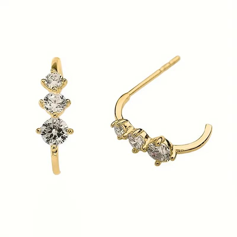 Huitan Блестящие серьги-гвоздики с кубическим цирконием Женские Минималистичный стиль Элегантные аксессуары Тренд Свадебные украшения