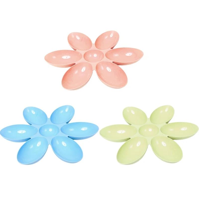 Creative Dining Utensils Petal Multi Grid Bowl Plastic Suitable for Families with Multiple Pets To Prevent Pets from Snatching