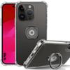 Чехол из силикона - для iPhone 15 Pro - Прозрачный - Усиленная защита от ударов - Подставка на задней панели - Черный