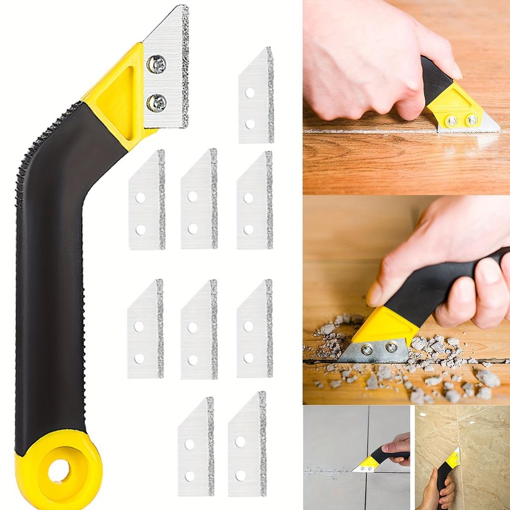 Пила для затирки швов плитки Инструмент для удаления затирки, ручная пила для затирки швов угловой конструкции с 10 алмазными лезвиями для чистки плитки, удаления краски