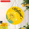 2D Flat 20*20cm 1pc Rustic Yellow Sunflower Print Welcome Wall Awesome Hanging Decor, Spring and Summer Style High Quality Round Wood Art Plaques Sign