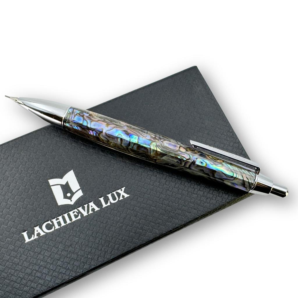 LACHIEVA LUX Механический карандаш из натуральной раковины абалона, Роскошная раковина, В комплекте 12 стержней 0,7 мм, Дизайн, 0,7 мм