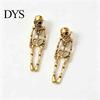 Eye Catching Punk Metal Earrings 2Pcs Skeleton for Women, Gothic Alloy Drop Earrings, Hypoallergenic Retro Dark Style Skull Dangle Halloween