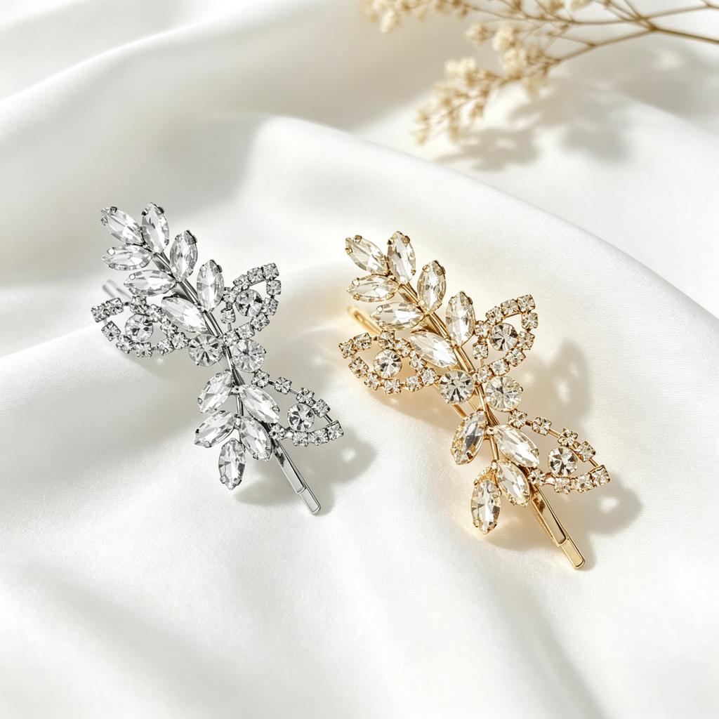 1pc Crystal Bridal Side Hair Clip Wedding Bride One-Side Snap Clip Women Daily Hair Accessories Party Engagement Hairpin Gift