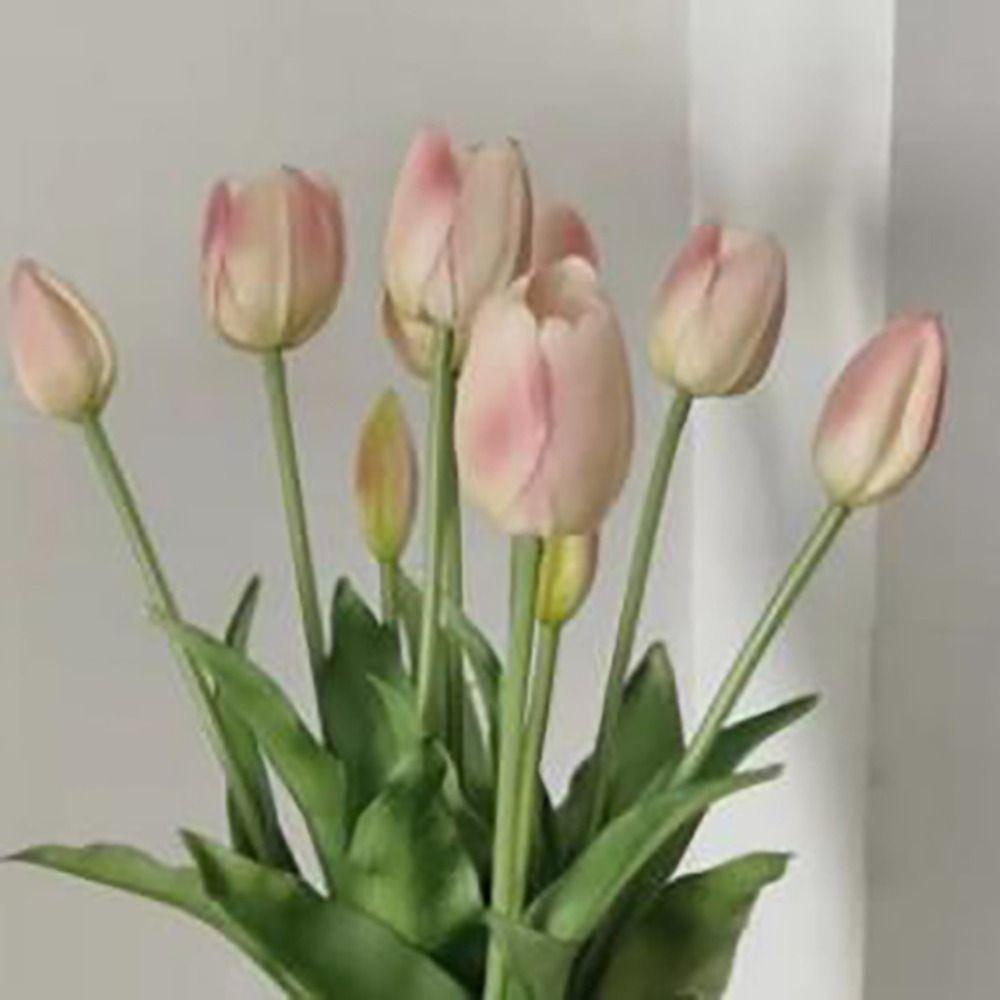 Real Touch Fake Flower 5 Heads Artificial Flower Realistic Tulips Bouquet