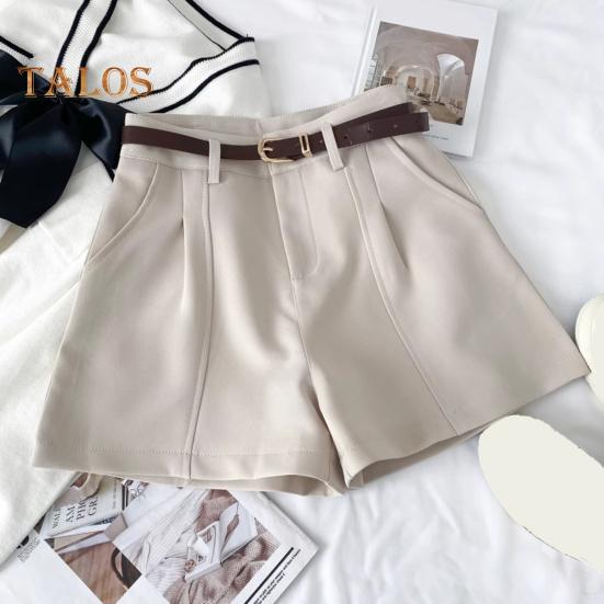 Женские шорты с высокой талией, застежкой-молнией, однотонные повседневные шорты с карманами, универсальные летние шорты