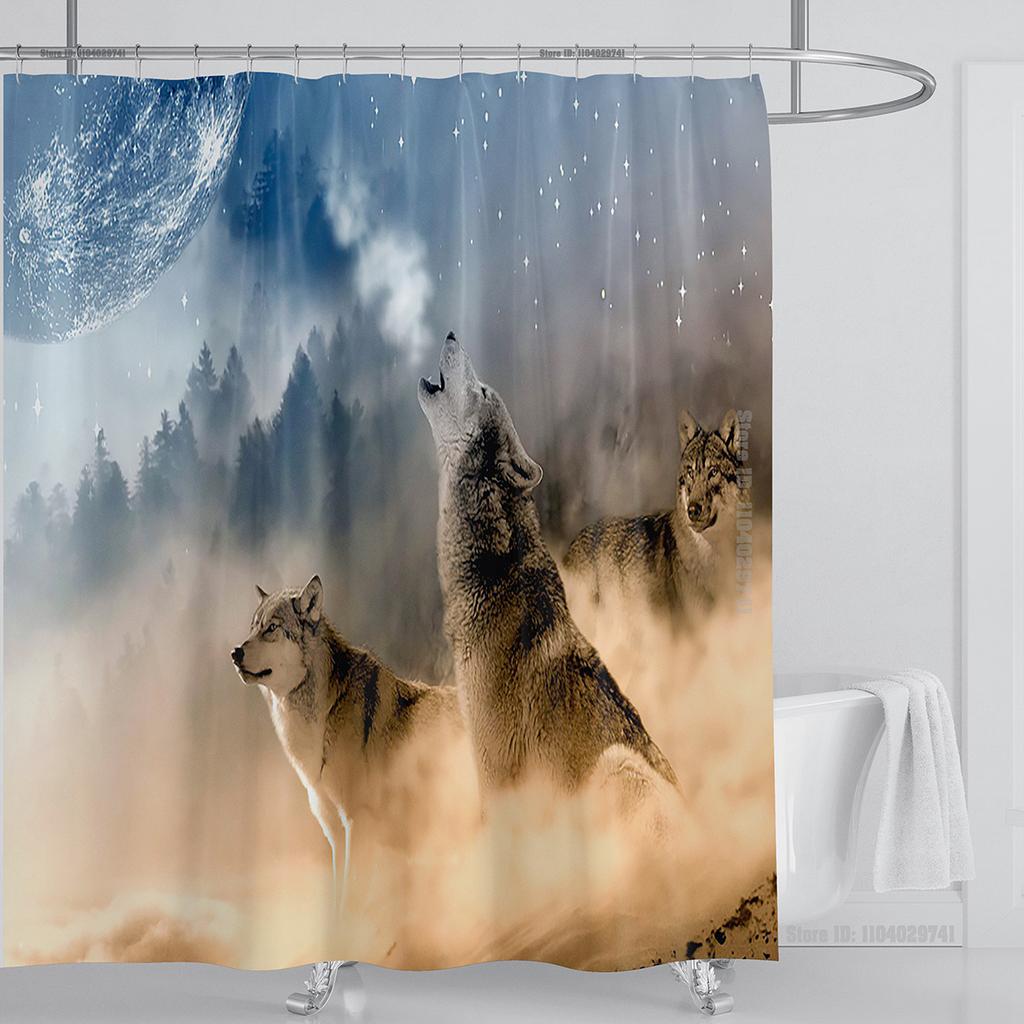 Кошка Собака Смешной Мультяшный Креативная Личность Шторки для Душа Милый 3D Принт ПВХ Ткань С Крючками Водонепроницаемая Декорация для Ванной