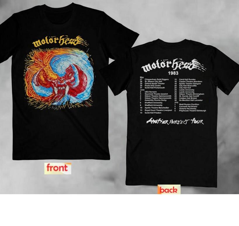 Идеальная футболка Motorhead 1983 Tour Another Vintage Tee Черная Двусторонняя Унисекс Футболка