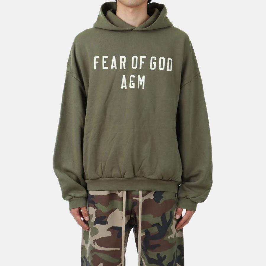 Fear of God Essentials Толстовка с капюшоном из плотного флиса Военные мужские Топы Зеленый 192BT244815F