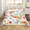 Cute Sloth Duvet Cover Set Cartoon Sloth Bedding Set for Kids Boys Girls Botanical Floral Pink Queen King Comforter Cover Sets