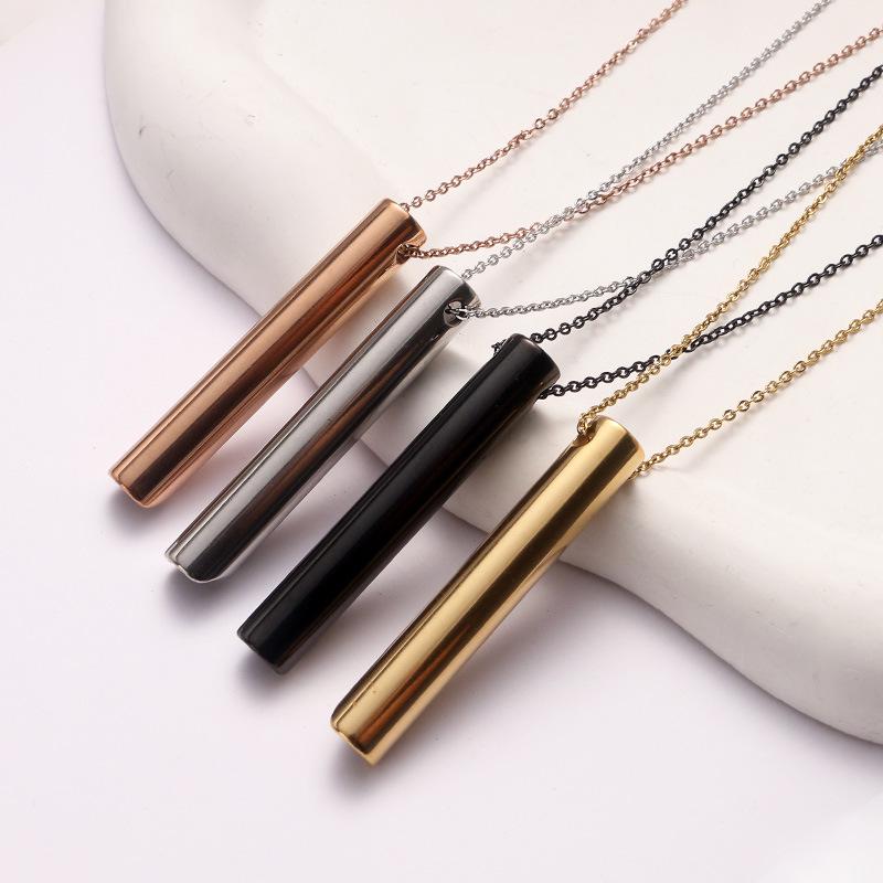 Stylish Titanium Steel Long Whistle Necklace - Regulates Breathing and Eases Stress