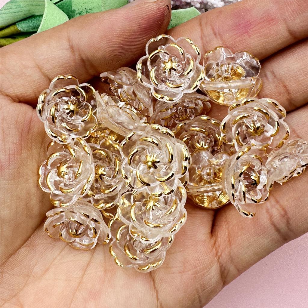 Handmade Materials  Fashion 20Pcs Necklace Pendant Bracelet DIY Beads DIY 17.6mm Acrylic Flower Beads  Jewelry Accessory