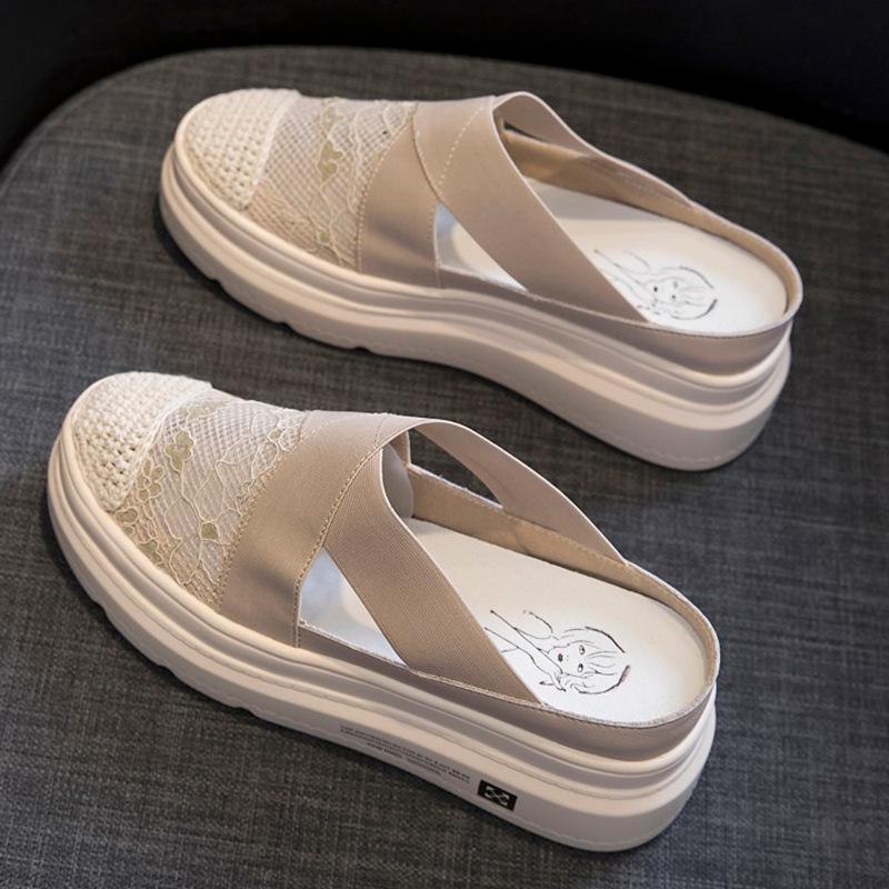 Модные сандалии Женские Новые Модные Сандалии Баотоу Женские Кружевные Толстая Подошва Дышащие Ленивые Рыбацкие Повседневные Туфли Женские zapatos mujer