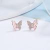 S925 Sterling Silver Small Butterfly Micro-Inlaid Female Stud Earrings Ins Cold Style Elegant Earrings Personality Ornament
