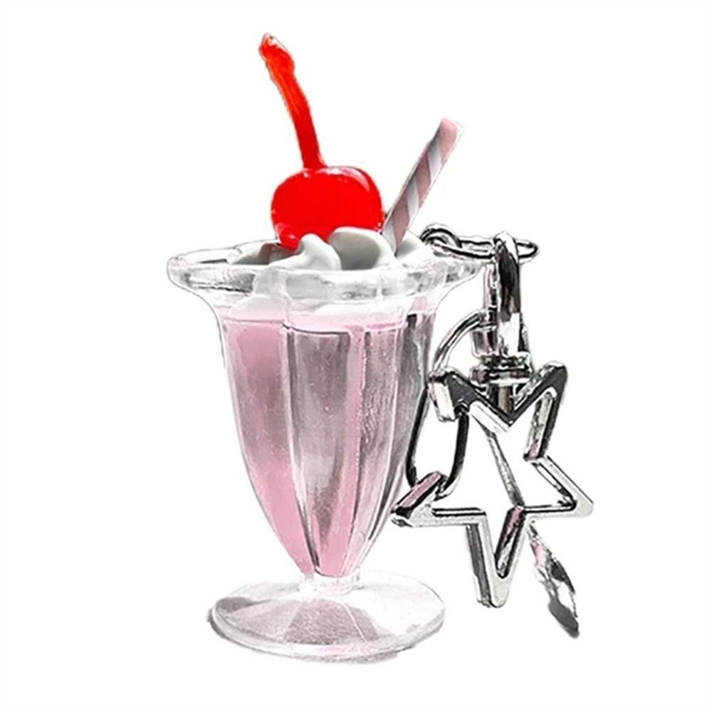 3D Simulation Cherry Cream Cup Anti-lost Phone Strap Ice Cream Key Chain Bag Decorations
