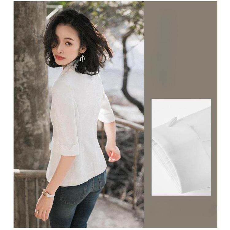 Высококачественный укороченный пиджак в западном стиле в корейском стиле для женщин, повседневный пиджак с рукавами-семью точками и элегантным темпераментом на весну и осень