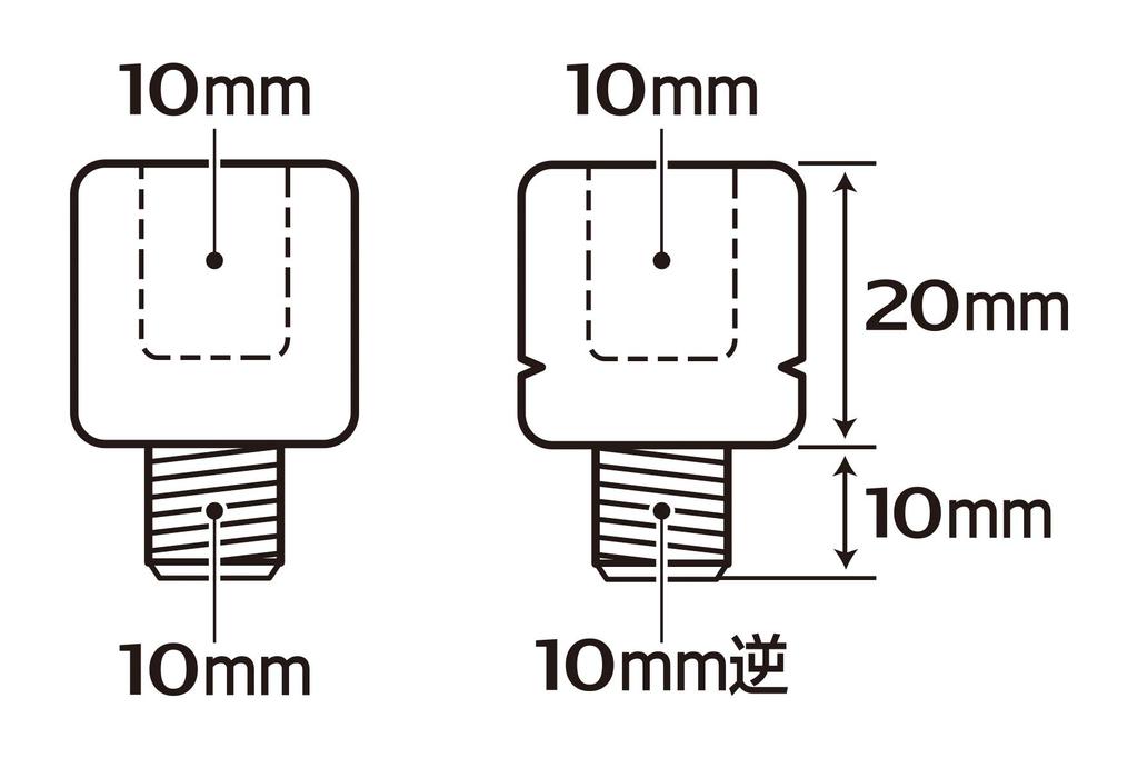 Tanax HM-10 Motorcycle Mirror, Napoleon Reverse Screw Adapter Plating, 0.4 inch (10 mm) to Reverse 0.4 inch (10 mm)