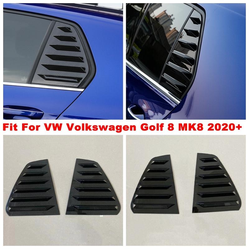 Для VW Volkswagen Golf 8 MK8 - 2025 Задняя треугольная панель-жалюзи на стекло, накладка, отделка из углеродного волокна / Черные внешние аксессуары