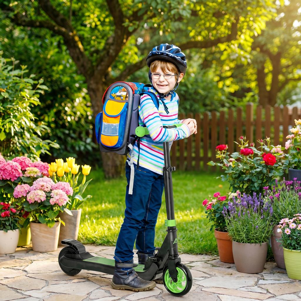 Folding Electric Scooter with Brake, for Ages 6+ Years, 8km/h Maximum Speed, Green