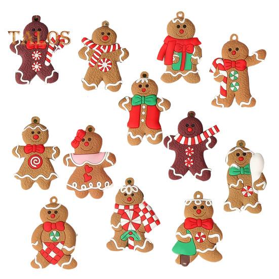 12 шт. Рождественские пряничные человечки, украшения для рождественской елки, подвесные украшения в виде пряничной куклы для праздничного декора дома