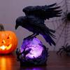 Gothic Raven LED Lamp Hand-Crafted Sculpture On Purple Glow Sphere Mysterious Decor for Dark Art And Halloween Unique Desk Night Light