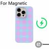 Роскошный Clmj Ретро Корейский Клетчатый Милый Чехол для Телефона для iPhone 17 16 15 14 13 12 11 Pro Max Plus Air Магнитный Двухслойный Чехол