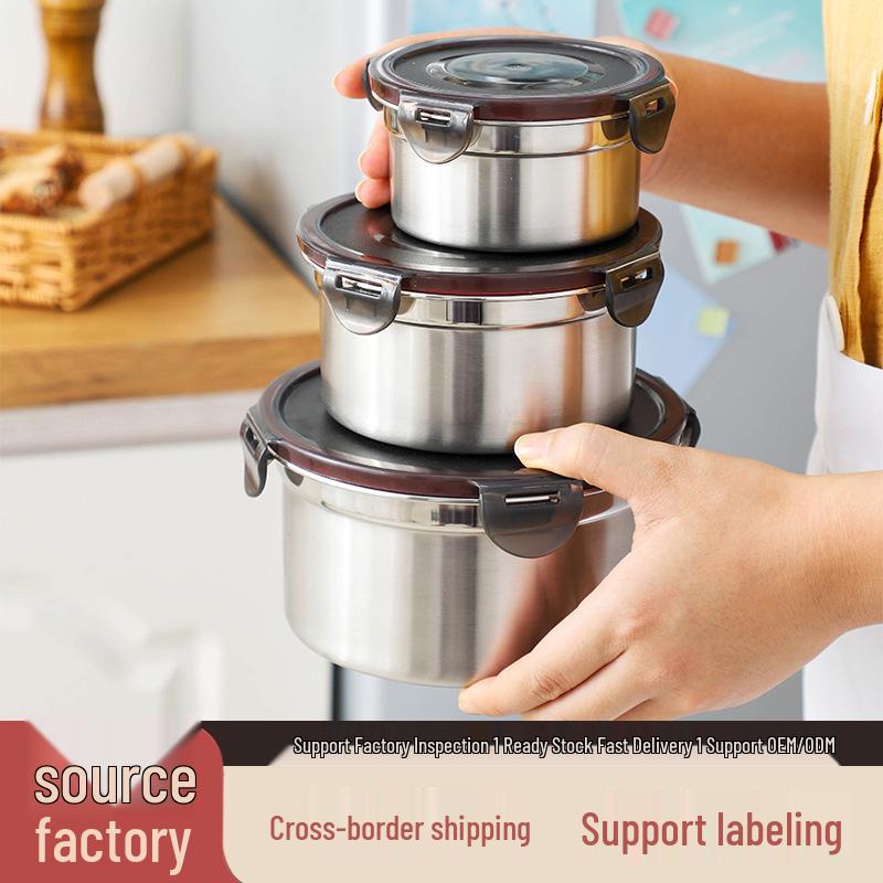 Контейнер для хранения продуктов из нержавеющей стали 304 - Пищевой, Безопасен для холодильника, Герметичный контейнер для фруктов и супов