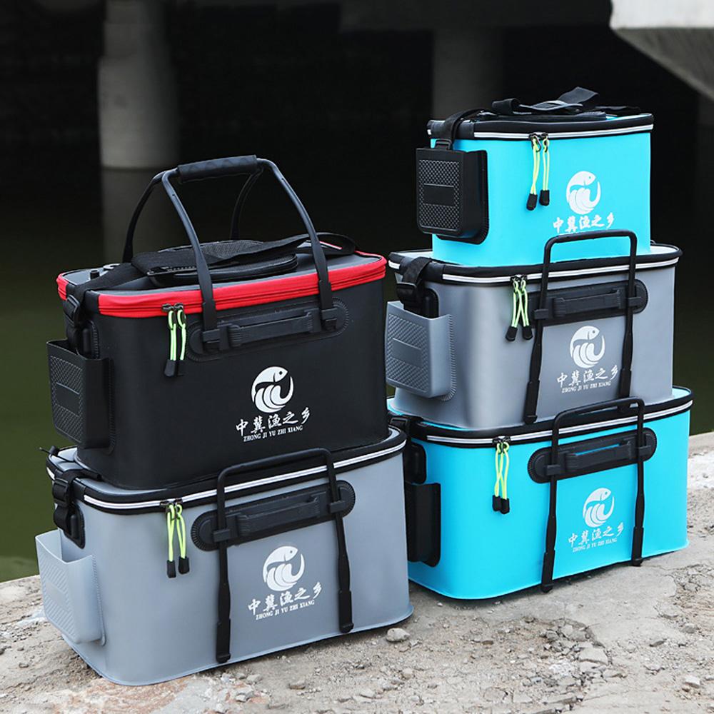 Портативная EVA Утолщенная Водонепроницаемая Коробка для Рыбалки на Молнии Портативная Складная Сумка для Ведра для Живой Рыбы, Рыболовные Снасти с Плечевым Ремнем