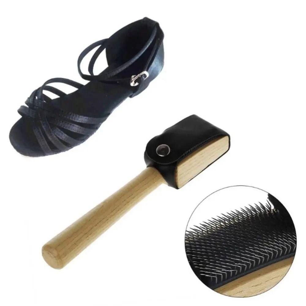 With Protector Cover Suede Sole Wire Shoe Brush Wooden Dance Shoes Cleaning Brush Household