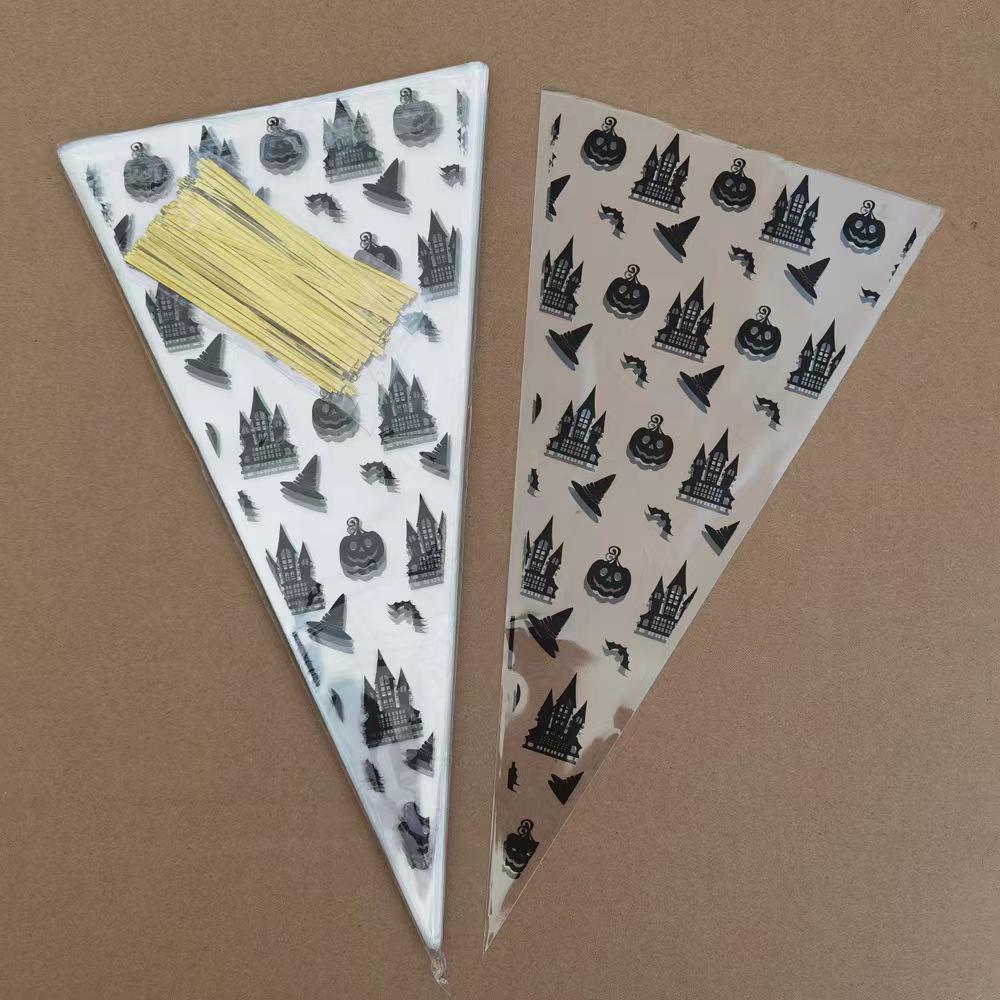 100Pcs/Lot Halloween Candy Bags Cone Bags Pumpkin Spider Bat Packaging Cookies Gift Bag Trick Or Treat For Kids Halloween Party Decoration