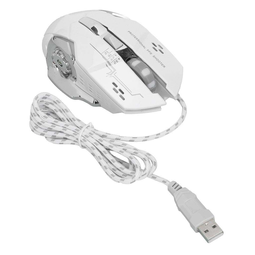 Проводная мышь 6-кнопочная USB-порт игровая светящаяся эргономичная оптическая компьютерные аксессуары белая