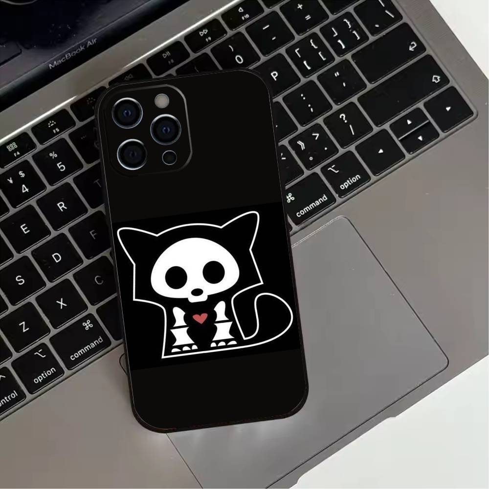 Cute Skelanimals Dog dark Phone Case For iPhone 17,16,15,14,13,12,11 Plus,Pro Max,XS,Soft Silicone Black Cover