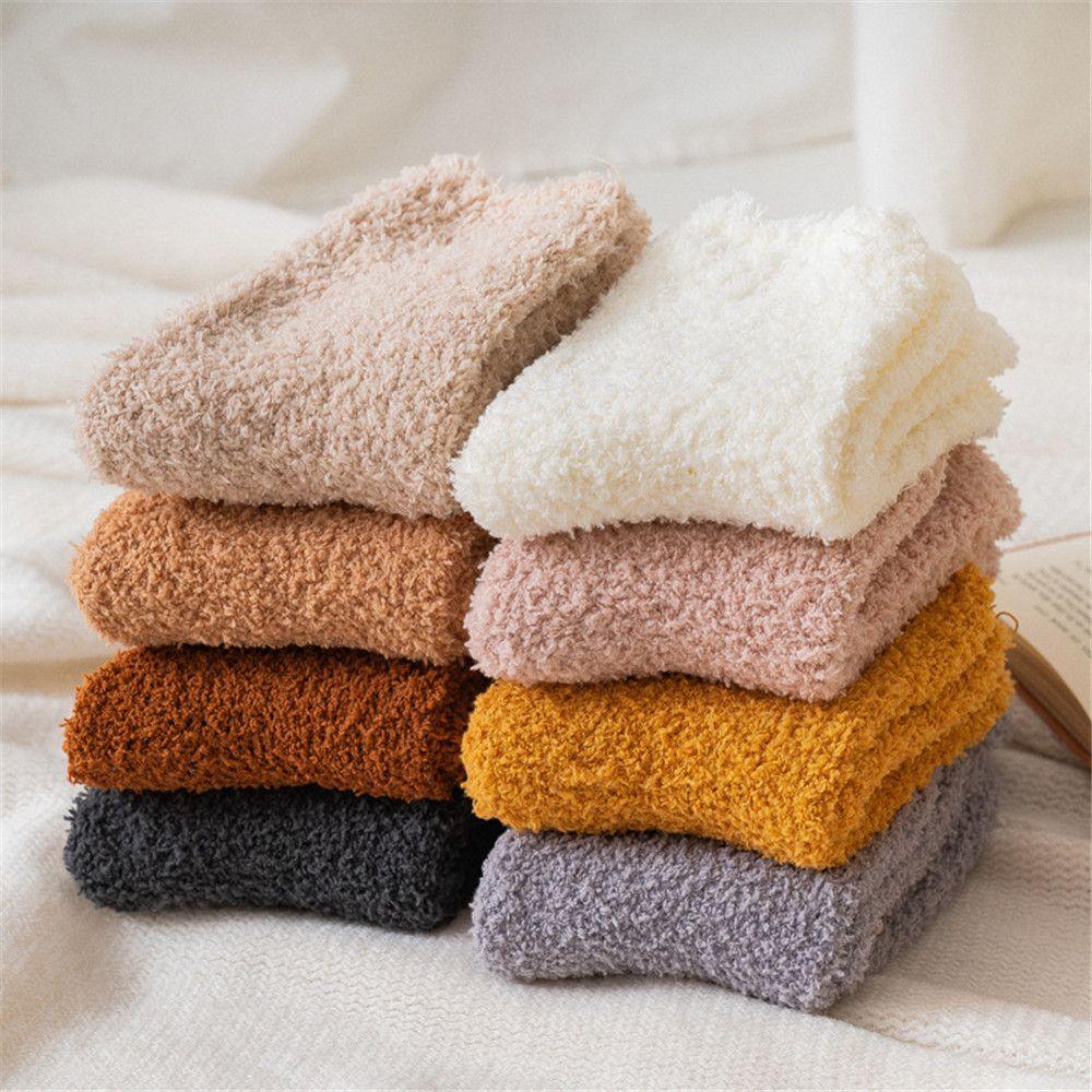 Christmas Gift Winter Warm Breathable Soft Coral Velvet Socks Bed Floor Fluffy Cosy Sleep Socks