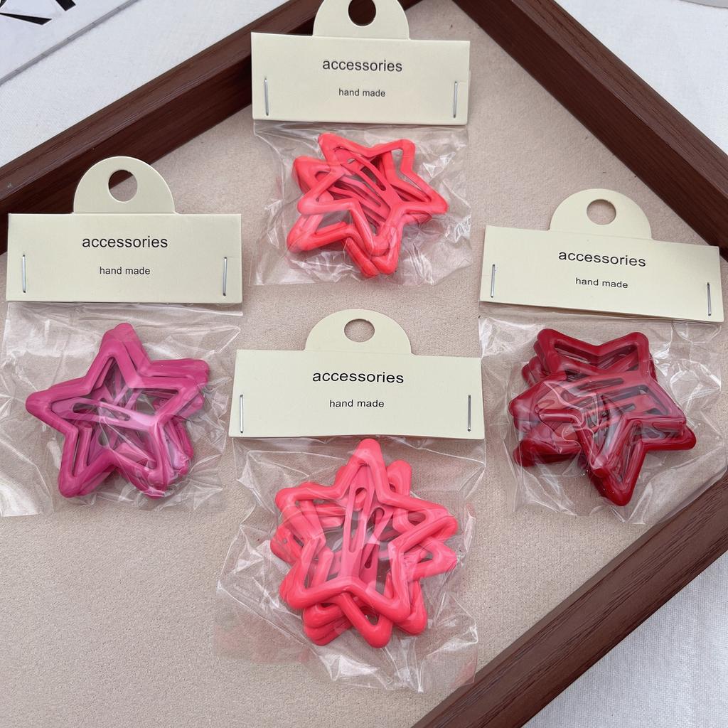 5 шт., шпильки-невидимки для девочек в виде звездочек конфетного цвета, крутые металлические заколки для волос в виде пентаграммы для девочек, аксессуары для головных уборов в стиле Харадзюку