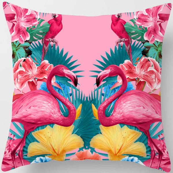 Creative Cartoon Peach-skin Flamingo Pillow Home Soft Decoration Sofa Pillow Pillow Case Soft
