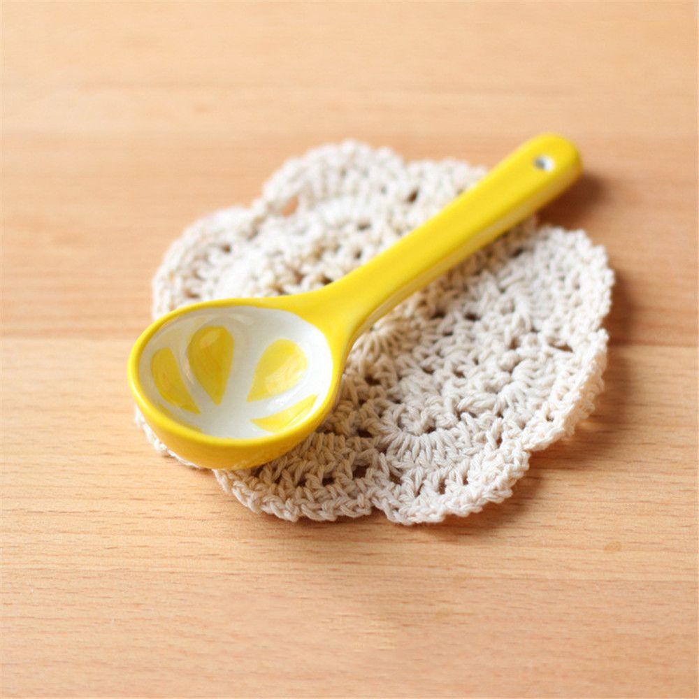 Children Ceramic Dessert Spoons Teaspoons Cartoon Spoon Fruit Shape