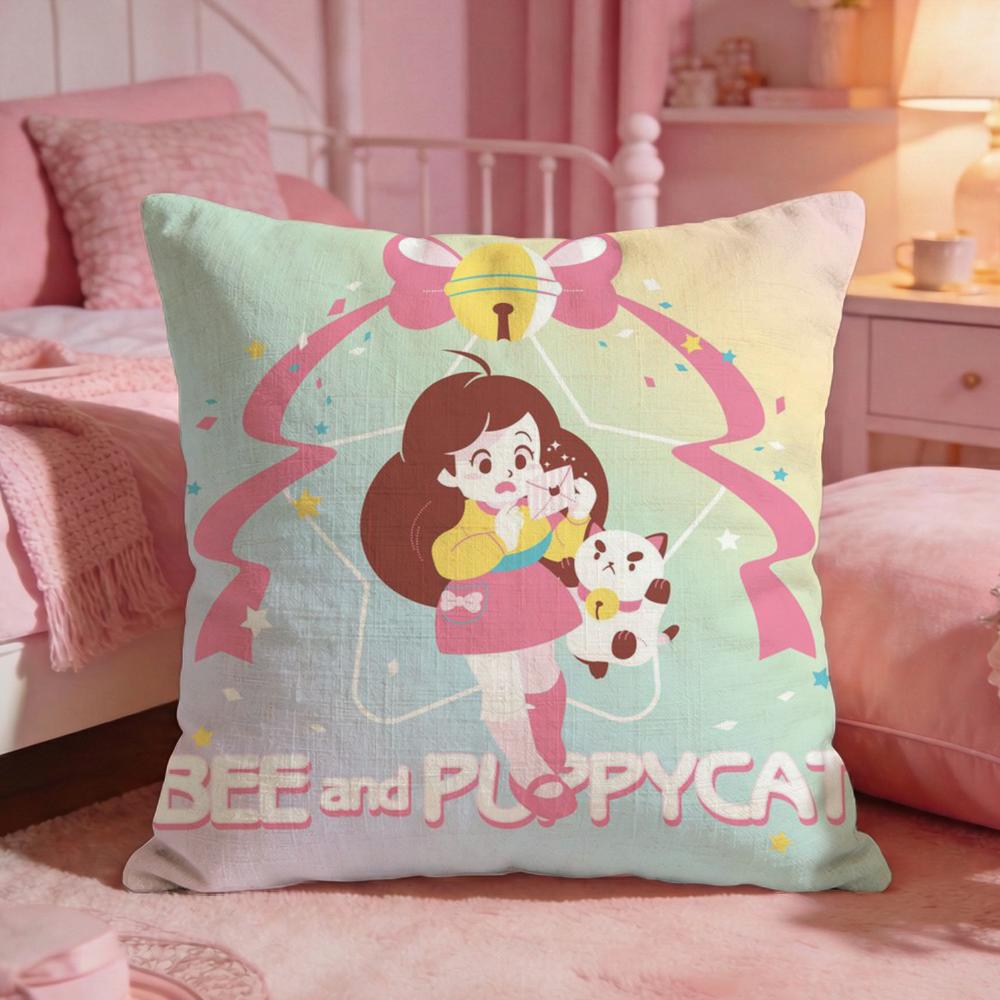 Cartoon BBee And Puppycats Cushion Cover Premium Comfort Reversible Pillow Cove Two in One Design for Any Room Car Interior